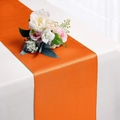 Vibrant orange satin table runner with silky finish and durable stitched edges - Orange / 30cm*275cm