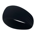Close-up of black seamless elastic sports headband with high-stretch knitted texture - Black