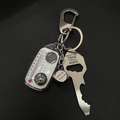 Metal dice keychain set with thermometer, compass and nurse engraved bottle opener - Silver Key Compass Set (With Silver Dice)
