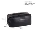 Minimalist black PU leather makeup bag with gold zipper and top handle dimensions - Black