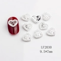 Silver 520 heart nail charms with hollow design and bow details for nail art - LF2030 Silver White Bead 520 Hollow Heart
