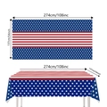 Size chart showing 108x54 inch dimensions for American flag disposable PE tablecloth - Tablecloth Style 03 137*274cm