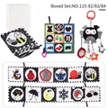 High contrast black and white baby sensory toy set including cloth book and owl bell - Boxed 3-in-1 Set (191G)