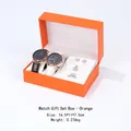 Orange gift box watch jewelry set containing two quartz watches and accessories - Set Watch Gift Box / Orange