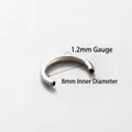 F136 titanium piercing hoefijzer ring, 1,2mm dikte en 8mm binnendiameter, zilverkleur - Accessoire 004 - Hoefijzerring - 12*8 Mm (per Stuk) / Accessoire 004-Titanium 0.9 Draad