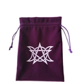Thick purple velvet tarot pouch with white triple moon and star embroidery - Wicca/Purple
