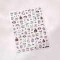 Adesivo per nail art 3D M-1034 con motivi di cuccioli e conigli e bordo argento laser - Stile Fiocco Animale Cartone Animato (m1034)