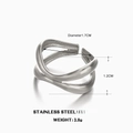 Polished silver stainless steel crossover ring with 1.7cm diameter and minimalist design - Silver