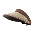 Cappello a visiera da donna in paglia marrone con cinturino regolabile e logo in metallo - Regolabile / Marrone Cachi (24H107)