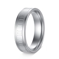 Bague punk hip hop 6mm en acier titane argenté avec chiffres romains pour hommes et femmes - US 6 / Argenté