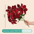 Artificial red Poinsettia bouquet with gold edges and green leaves 60cm tall - Burgundy
