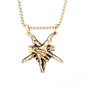 Collar punk de acero inoxidable dorado con colgante de cabeza de cabra Baphomet y cadena box - Oro Manchado (Sin Cadena) (Patrón de Cabeza de Cabra)
