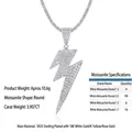 S925 sterling silver lightning bolt pendant necklace with moissanite tennis chain in gold - Lightning Bolt Pendant