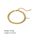 Polished gold beaded stainless steel bracelet with lobster clasp and extension chain - Gold Simple Round Bead Style (JDB201238)