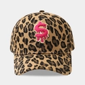 Leopard print baseball cap featuring pink towel embroidery dollar sign and gold glitter - Adjustable / 7# Pink Dollar Sign Patch
