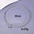 Collana da uomo in acciaio inossidabile argento, catena lunga 39cm e larga 0,7cm - Catena a O