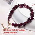 Irregular garnet gemstone bracelet with 14K gold filled accents and lobster clasp - Garnet