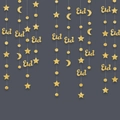 Golden glitter Eid hanging decorations with star, crescent moon and Eid letter pendants - Gold Glitter Letter Style