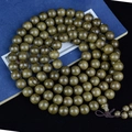 Golden Phoebe ebony 108 wood prayer beads bracelet in olive green with brown tassels - 12mm Diameter-108 Beads / Premium Straight Grain (Bogwood)