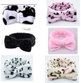 Fasce di peluche con fiocco in motivi mucca e leopardo per lavaggio viso e trucco - Fasce con Fiocco Miste (163#) / Set da 6 Pezzi