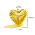Polished gold stainless steel heart pendant with dimensions 29x32mm and 3mm hole - R110-Gold-Vertical Stripes