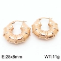 Polished 18k gold plated titanium steel U-shaped hollow hoop earrings in golden finish - H-Style Chunky Bamboo-shaped Hollow Earrings / Rose Gold