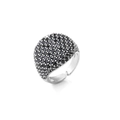 Anello regolabile in argento con pavé di zirconi neri tondi e placcatura oro 18k - Aperto Regolabile / Platino Zircone Nero