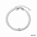 Bracciale a catena serpente in acciaio inossidabile argento con tre pietre nere intarsiate - Stile Argento Nero