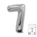 Metallic silver number 7 foil balloon for birthday and anniversary party decorations - 40-inch Silver 7-piece Cardboard Box
