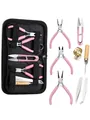 Pink DIY jewelry tool set with 8 pieces and zipper storage case for handmade crafts - G03-8Pcs Tool Set (Including Tool Bag)