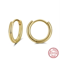 Minimalist gold plated S925 sterling silver hoop earrings with high polish finish - APE37-Gold