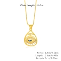 Golden teardrop Evil Eye necklace with blue stone and clear zircon on a box chain - XL-225-C (Tear Eye)