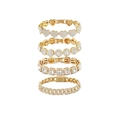 Detailed set of four gold hip hop bracelets featuring heart, round, and square crystal designs - Gold