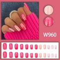 Unghie finte rosa sfumate con glitter e forma quadrata di media lunghezza - Stile Perlato Sfumato Rosa(W960) / 24 Pezzi Con Colla
