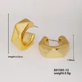 Minimalist geometric C-shaped gold-tone stud earrings in polished metallic finish - Gold Geometric Irregular C-shape (E01595-12)