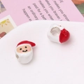 Macro detail of hand-painted Santa Claus beads for DIY Christmas bracelet making - 01# Santa Claus (13*13MM)