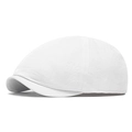 Summer quick-dry men's white flat cap with stylish textured fabric and short brim - White