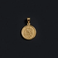18K gold plated Archangel Michael coin pendant crafted in durable titanium steel - M03 (Archangel Michael Round)