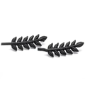 Minimalist matte black fern-shaped multi-layered leaf drop earrings for women - Matte Black (0004)