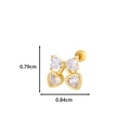 Golden heart cherry stud earring with white cubic zirconia in 18K gold finish - Bow Cherry Style (5# Gold)