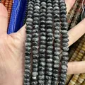 Natural dark grey labradorite abacus beads with stone texture for DIY jewelry making - 5*8mm (approx. 73 pcs/strand) / Larvikite