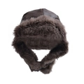Cappello da aviatore invernale in finta pelle marrone con calda fodera in pelliccia e paraorecchie - Colbacco con Paraorecchie / caffè