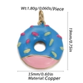 Colorful doughnut charm pendant in copper with sky blue and pink enamel finish - Blue Gradient Donut (CX149-05)