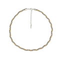 Detail of twisted two-tone stainless steel rope chain with secure lobster clasp closure - Gold Necklace (N2184-GO)