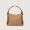 Borsa a mano classica in pelle martellata color cuoio con manico e tracolla regolabile - Color Tè al Latte