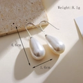 Übertriebene cremeweiße Tropfenperlen-Ohrringe mit Silberhaken 4,6cm Länge für Damen - Silber Wassertropfen Perle Stil (A067-2)