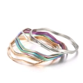 Gedrehte Wellen-Armreifen in Silber, Gold, Roségold und Regenbogenfarben für Damen - Irisierender Wellenstil (KB66645-LO) / 9er Set