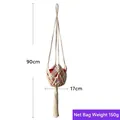 Handmade macrame plant hanger in cream cotton rope with long tassels, 90cm total length - 90cm/150g / White