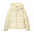 Chaqueta acolchada de invierno para mujer en color crema con capucha y bolsillos - S / Amarillo