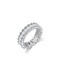 Lussuoso anello eternity in argento sterling S925 con pietre di zircone taglio rettangolo - Taglia US 7 (54mm) / Stile a Fila Rettangolare Completa da 6mm (RHR1503) / Argento